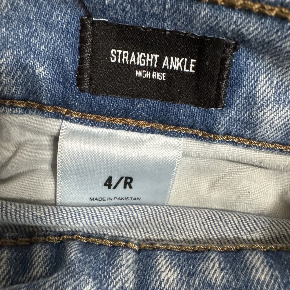 Express High Rise Straight Ankle Jeans Size 4 Light Acid Wash Distressed Cropped - Picture 6 of 15